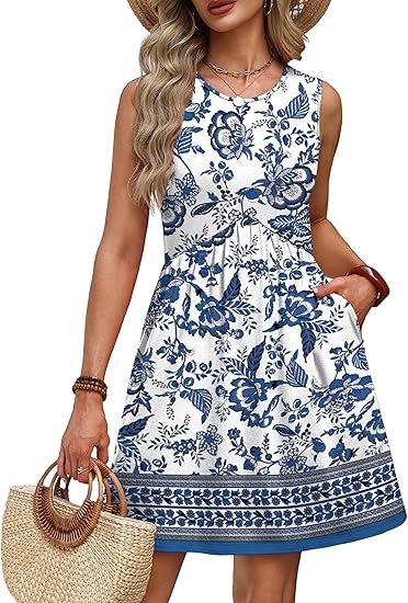 LOMON Women's Trendy 2 Piece Outfits Shorts Sets Summer Crew Neck Sleeveless Tank Top and Bottom Matching with Pockets 2026
