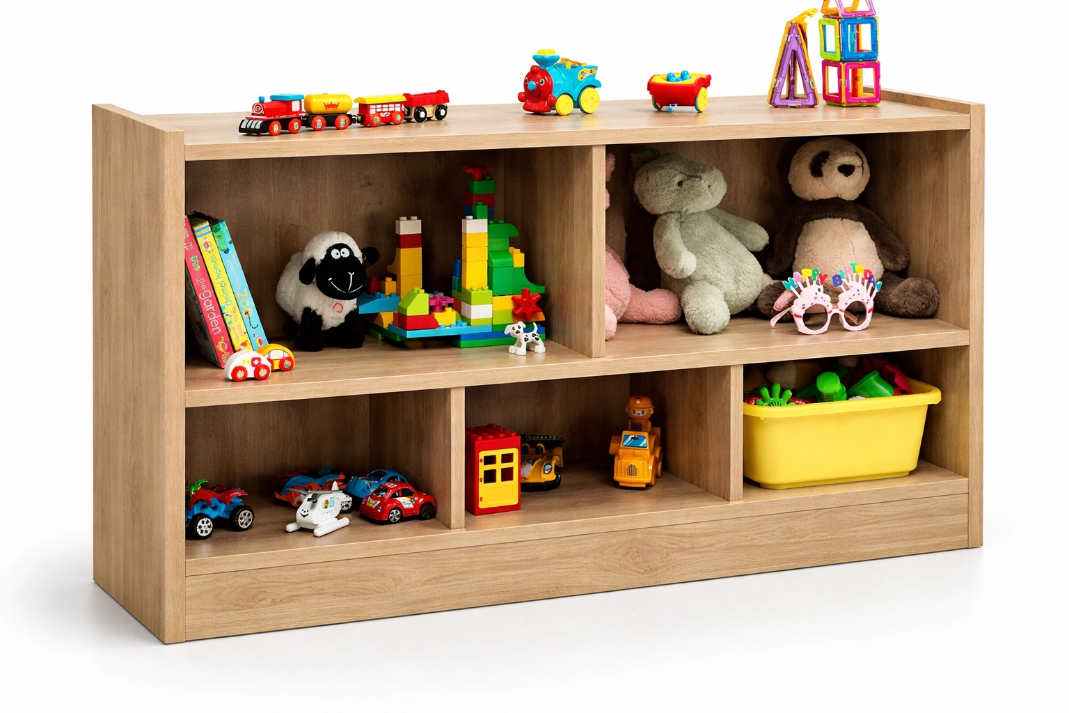 Étagère jouets bois clair rangement enfants compartiments ouverts- Rovirox