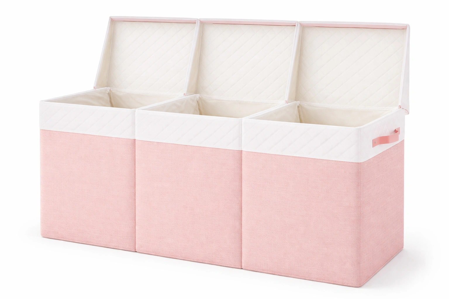 Boîte rangement textile rose pliable avec couvercle compartiments- Rovirox