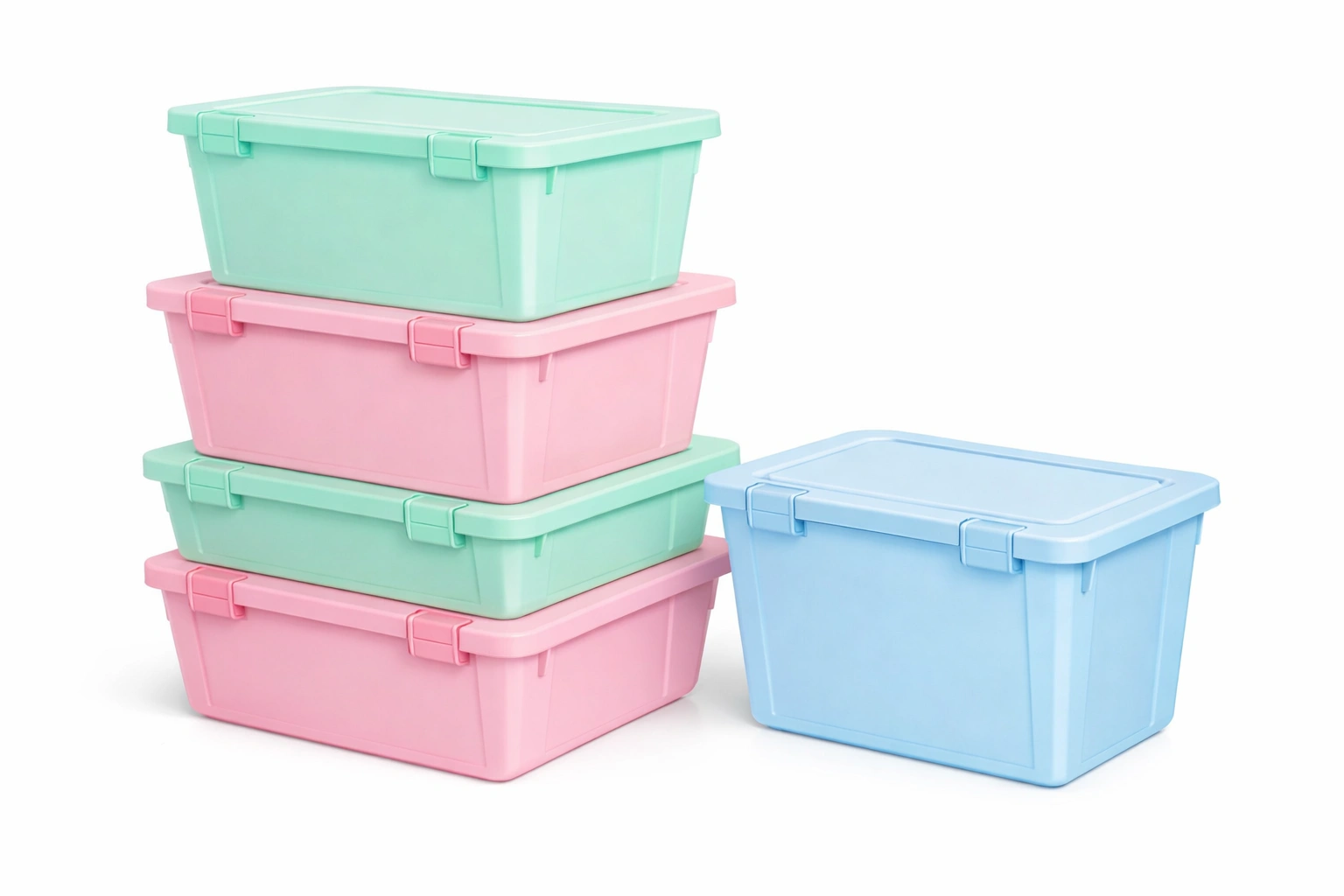 Boîte rangement plastique multicolore avec couvercle clips empilable- Rovirox