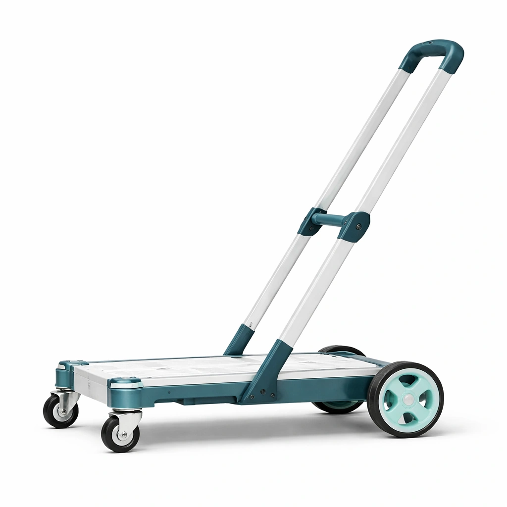 Chariot plateforme pliable aluminium vert roues pivotantes transport- Rovirox