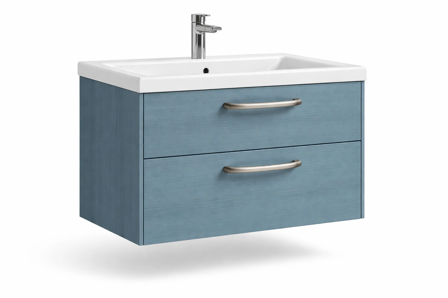 Meuble lavabo suspendu bleu tiroirs rangement salle bain- Rovirox
