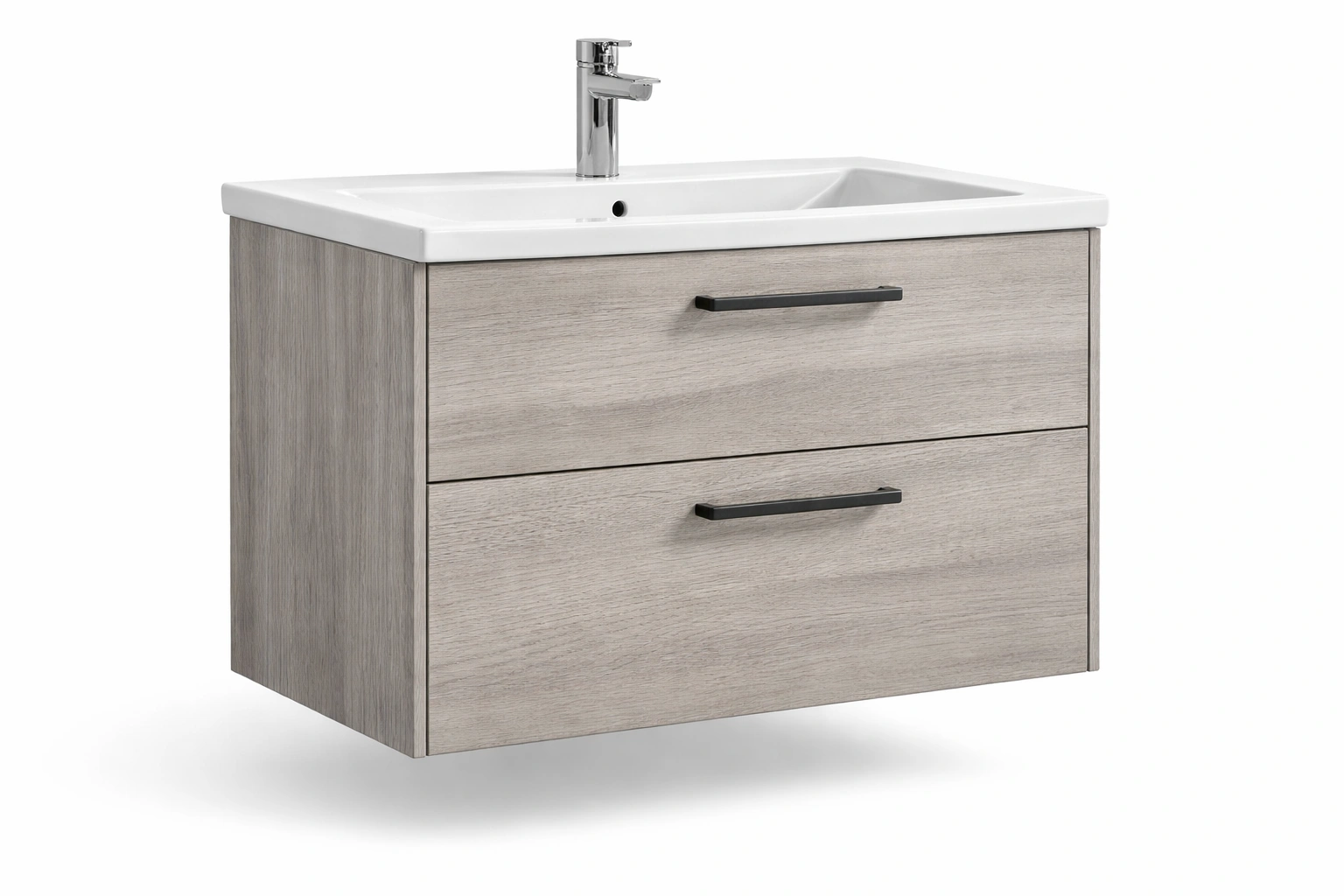 Meuble lavabo gris tiroirs rangement salle bain moderne compact- Rovirox