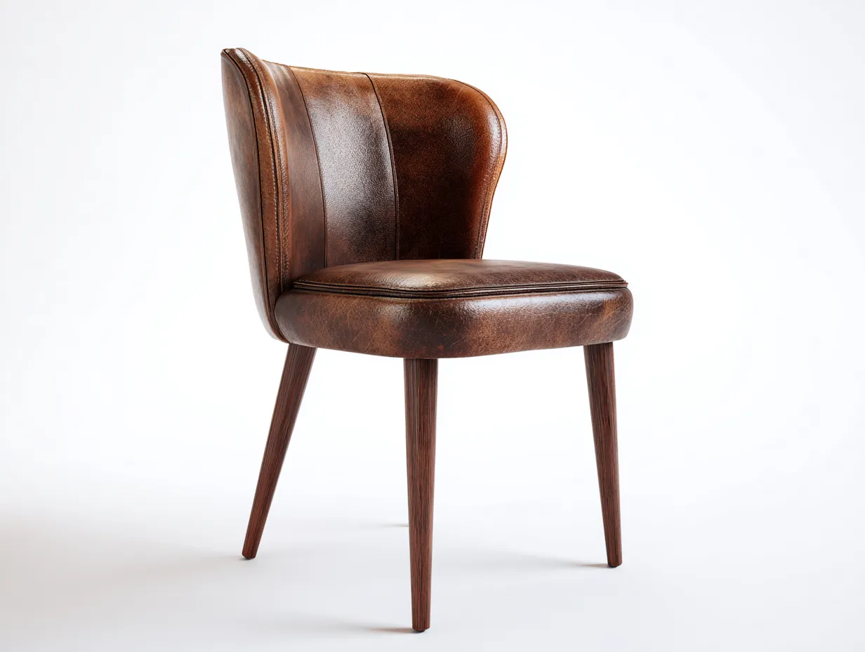 Sillas de comedor tapizadas en cuero sintético 52x58x82 cm - marrón - diseño moderno con patas de madera-Oakmyhub