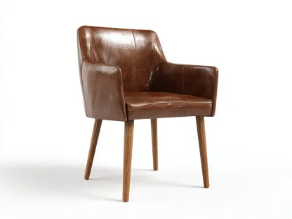 Sillas de comedor tapizadas en cuero sintético 55x60x85 cm - marrón - diseño moderno con patas de madera-Oakmyhub