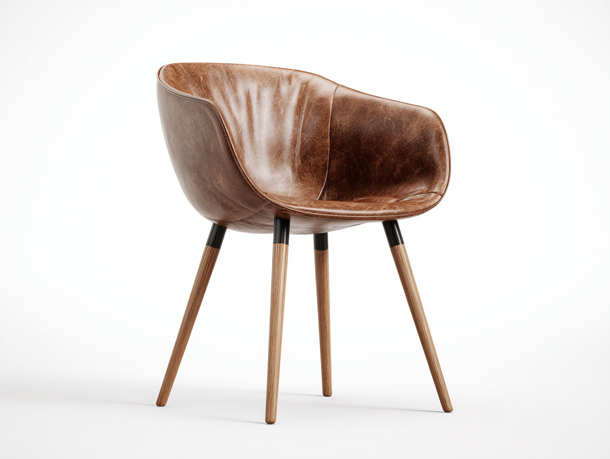 Sillas de comedor tapizada cuero sintético patas de madera 59x55x80 cm - marrón - diseño moderno-Oakmyhub