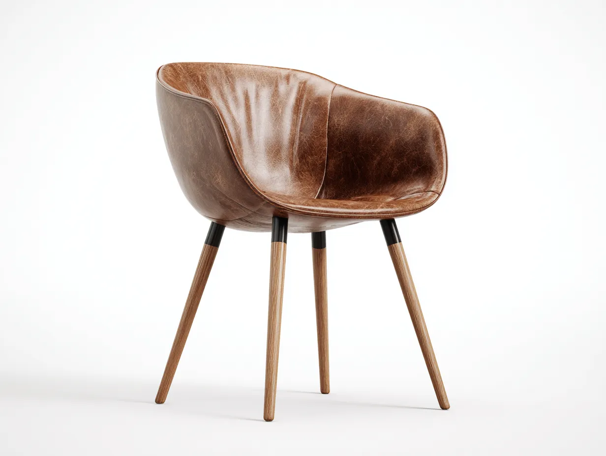 Sillas de comedor tapizada cuero sintético patas de madera 59x55x80 cm - marrón - diseño moderno-Oakmyhub