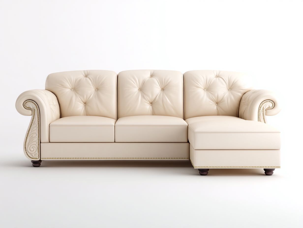 Sofás rinconeros cuero sintético 260x160x85 cm - beige - estilo clásico capitoné-Oakmyhub