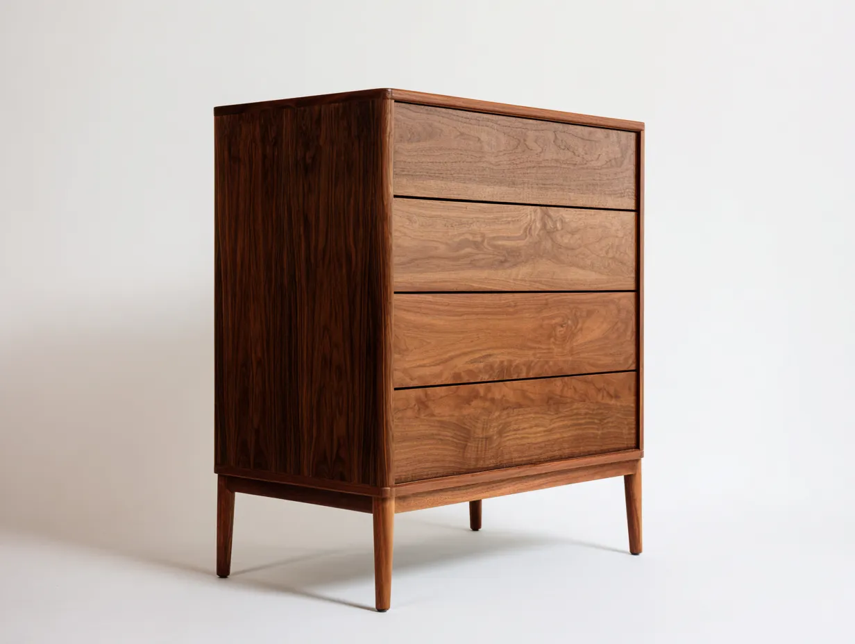Cómodas de madera con 4 cajones 80x40x90 cm - marrón - diseño moderno con patas de madera-Oakmyhub