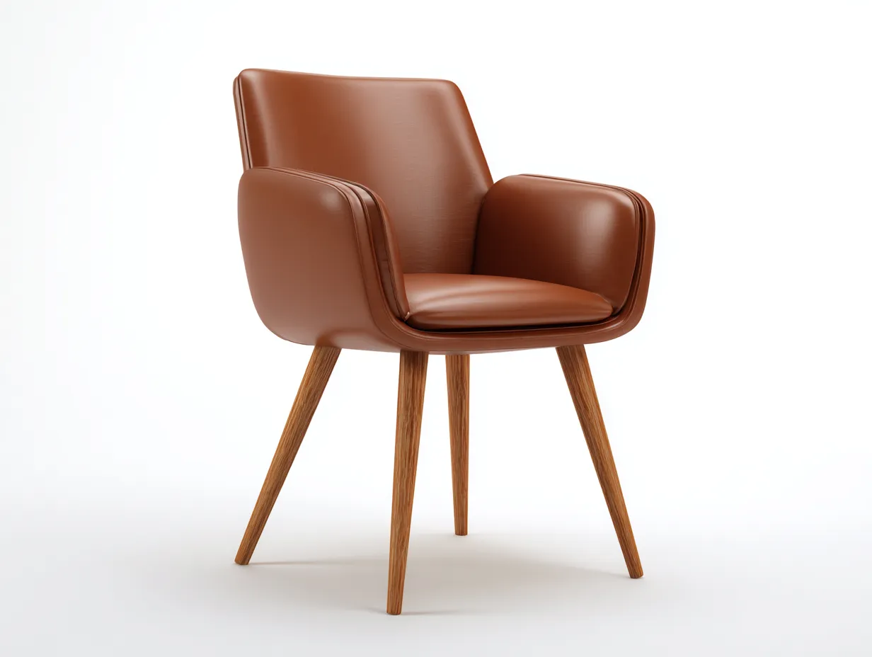 Sillas de comedor tapizada cuero sintético patas de madera 58x56x82 cm - marrón - diseño moderno-Oakmyhub