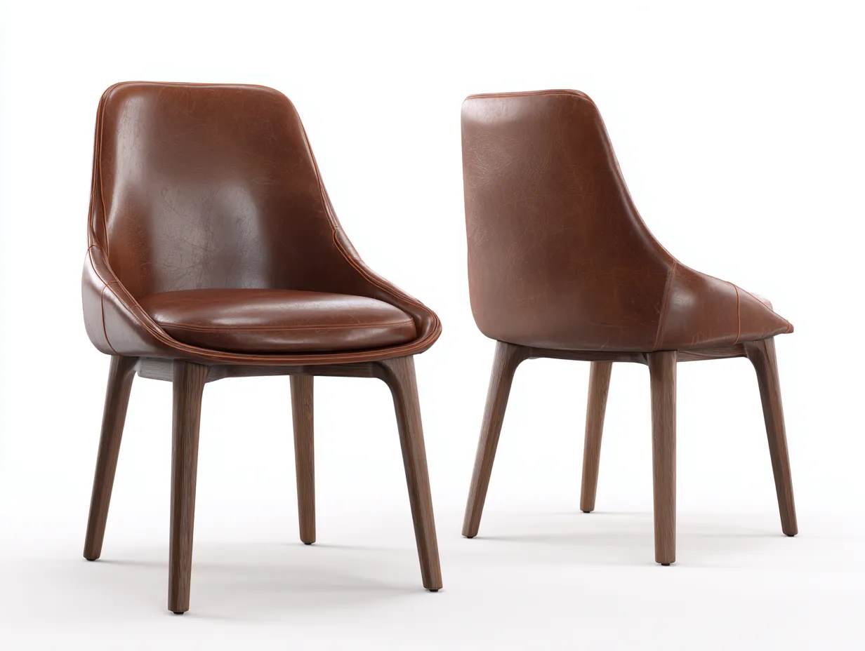 Sillas de comedor cuero sintético y madera 52x58x82 cm - marrón - diseño moderno ergonómico-Oakmyhub