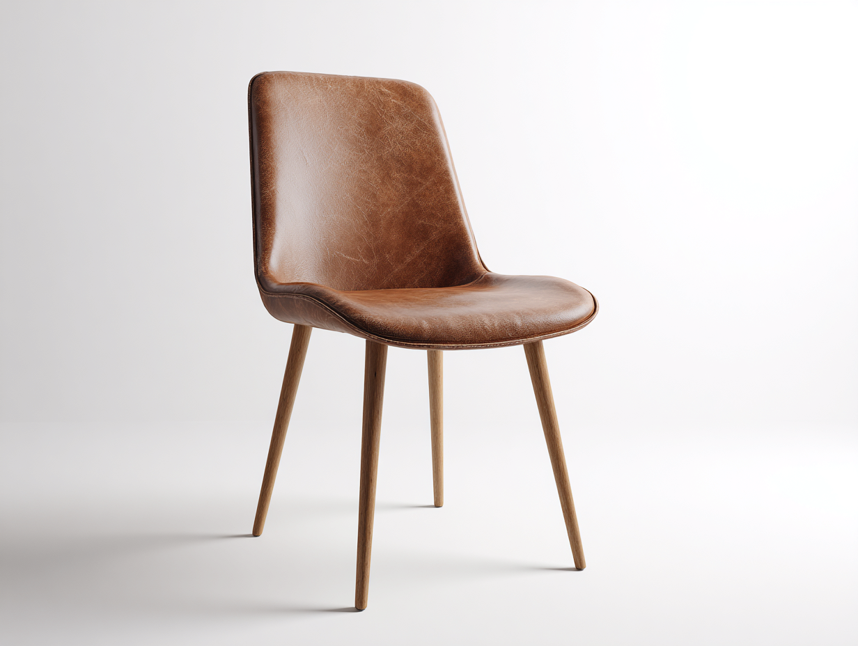 Sillas de comedor tapizada en piel sintética marrón con patas de madera 50x55x85 cm - diseño moderno-Oakmyhub