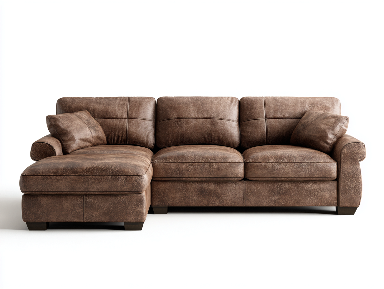 Sofás rinconeros tapizado en piel sintética marrón 260x160x85 cm - diseño moderno para sala de estar-Oakmyhub