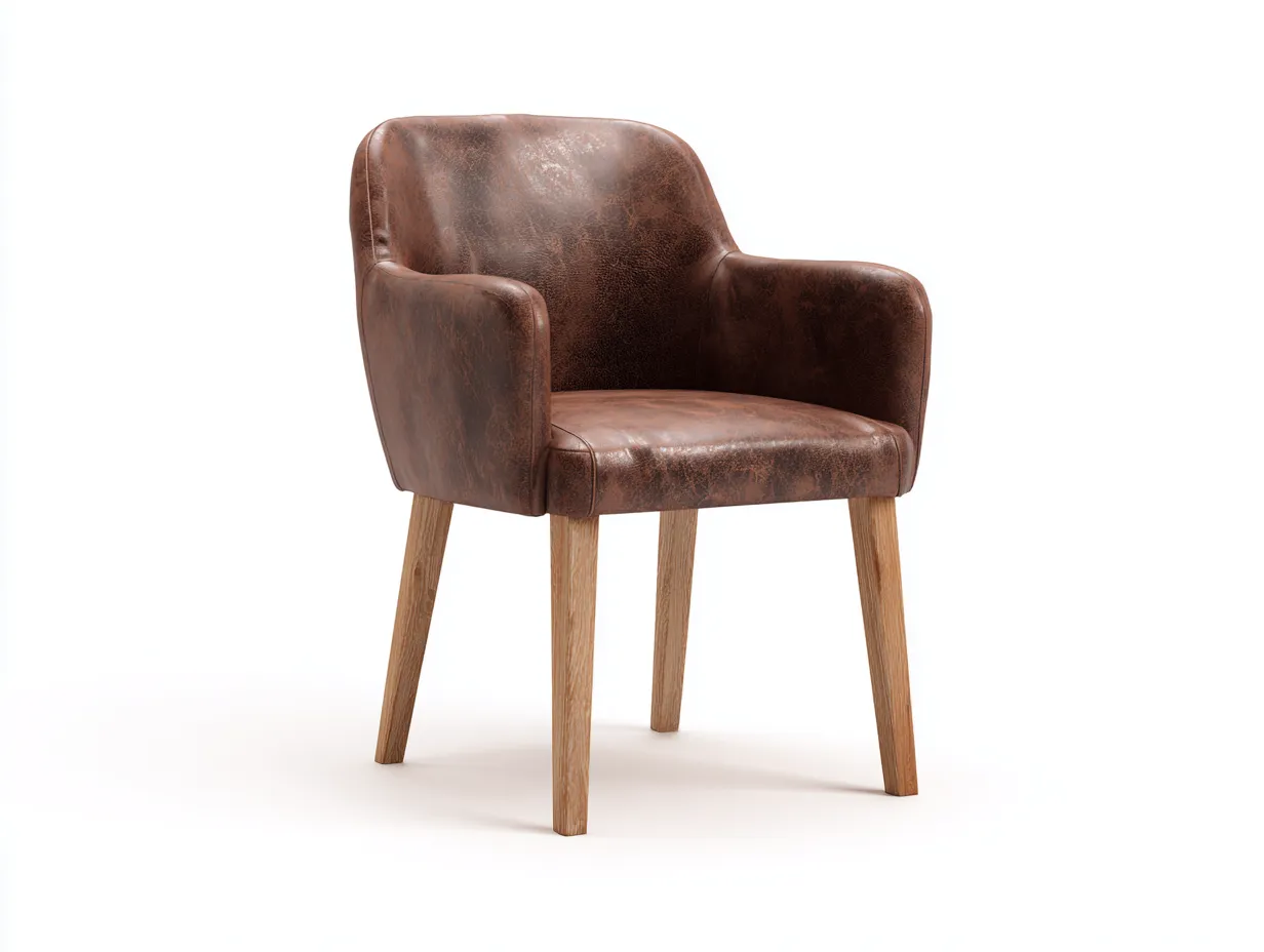 Sillas de comedor tapizada en piel sintética marrón con patas de madera 60x55x85 cm - diseño moderno-Oakmyhub