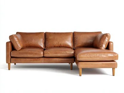 Sofás rinconeros tapizados en cuero sintético 230x150x85 cm - marrón - diseño moderno con patas de madera-Oakmyhub