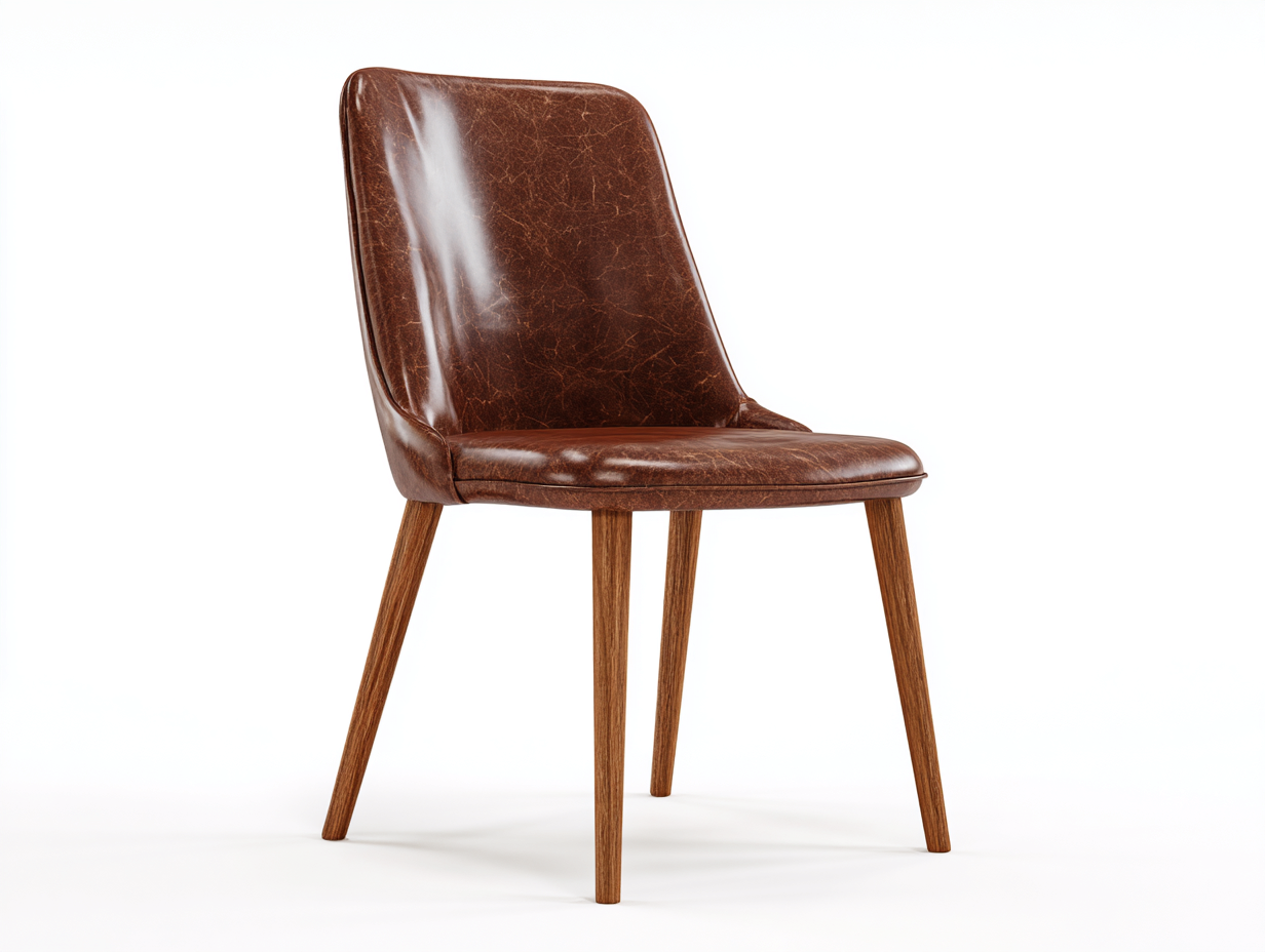 Sillas de comedor tapizada en cuero sintético 45x55x85 cm - marrón - diseño moderno con patas de madera-Oakmyhub