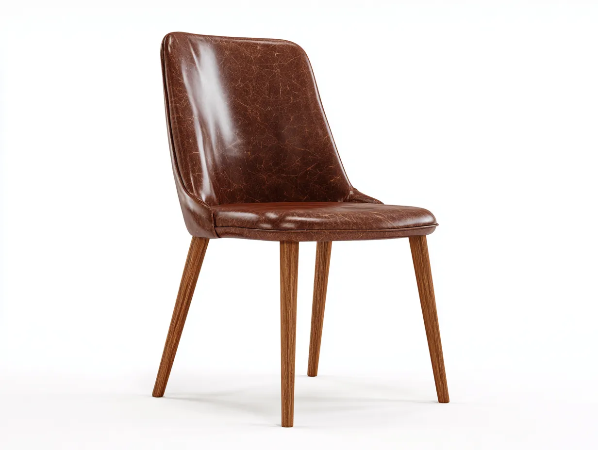 Sillas de comedor tapizada en cuero sintético 45x55x85 cm - marrón - diseño moderno con patas de madera-Oakmyhub