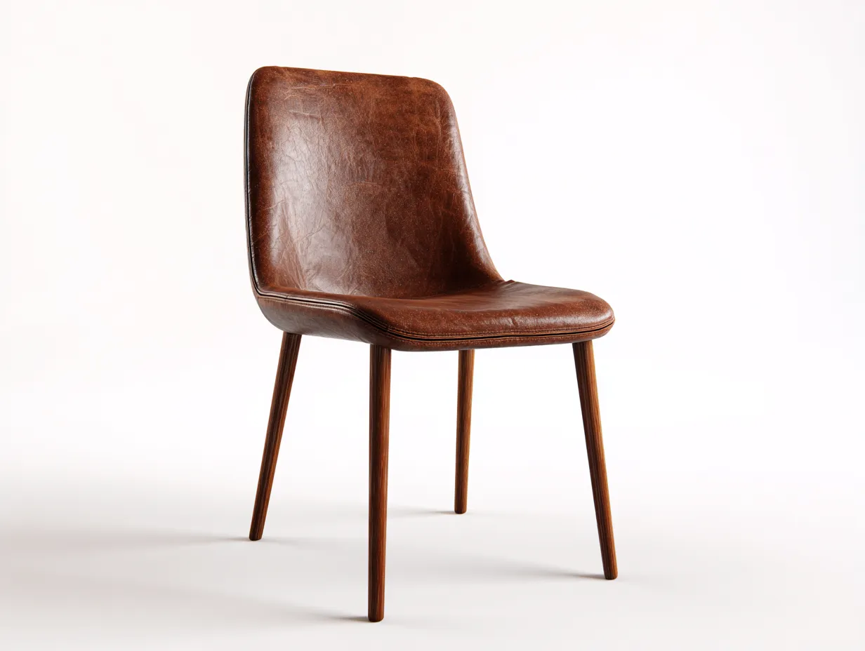 Sillas de comedor tapizada en cuero sintético 45x55x85 cm - marrón - diseño moderno con patas de madera-Oakmyhub