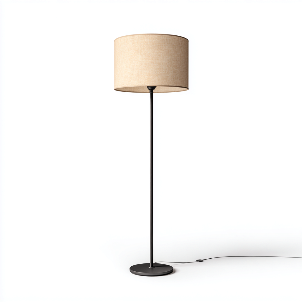 Lampada da terra - metallo-tessuto - 30x30x165 cm - nero-beige - stile moderno-Oakgethaus