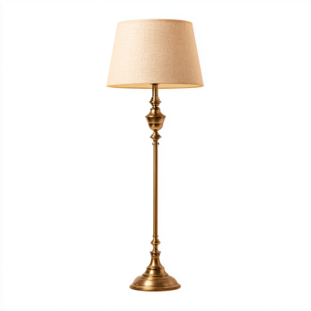 Lampada da terra - metallo-tessuto - 40x40x165 cm - oro-avorio - stile classico-Oakgethaus