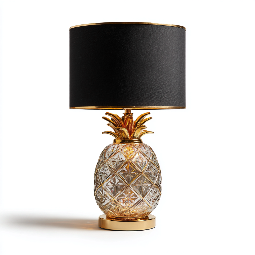 Lampada da tavolo - vetro-metallo - 30x30x55 cm - nero-oro - stile moderno-Oakgethaus