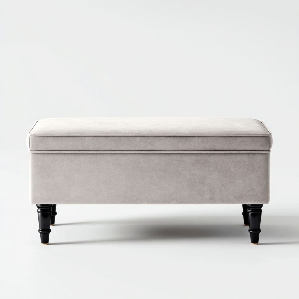 Panca per letto-tessuto-legno-120x40x45 cm-grigio-design moderno-Oakgethaus