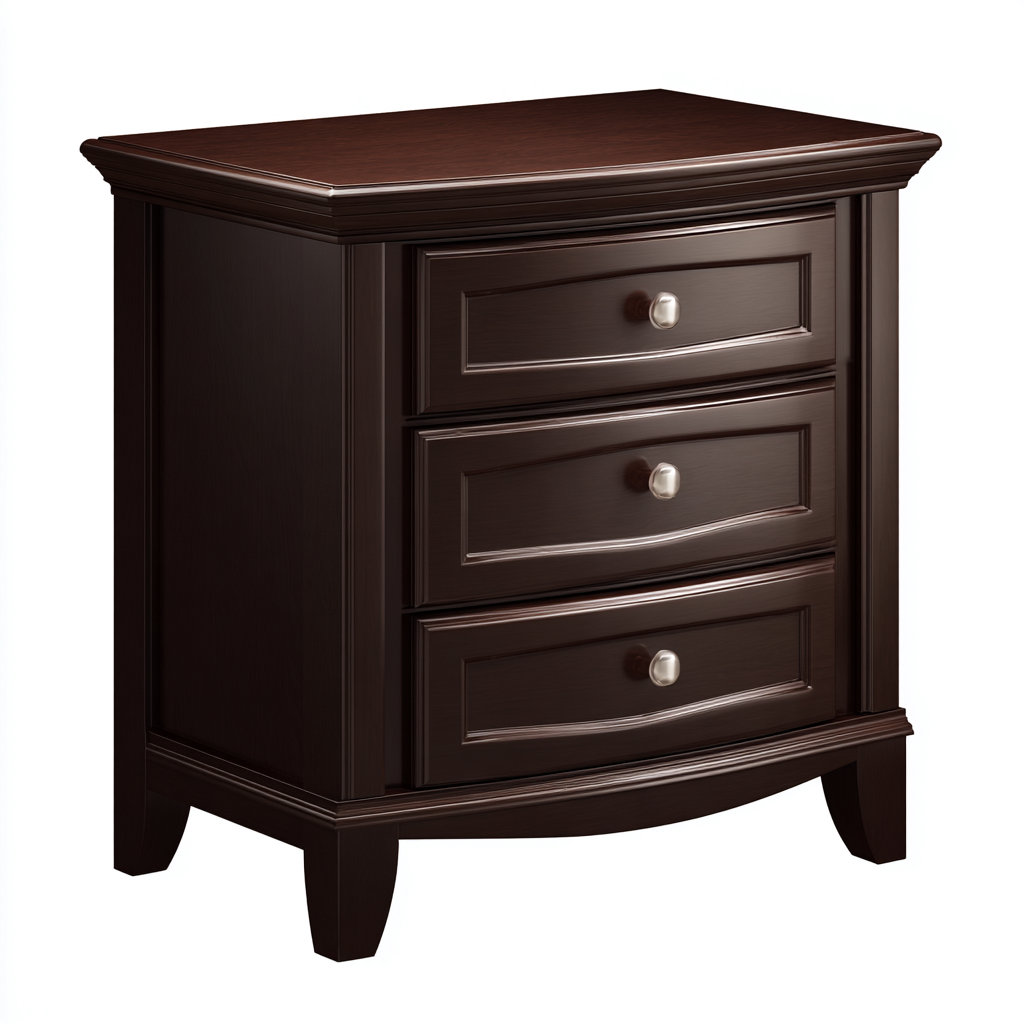 Comodino-legno-48x42x60 cm-legno scuro-design classico elegante-Oakgethaus