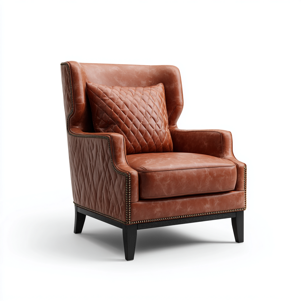 Poltrona-pelle-legno-86x84x94 cm-marrone-stile classico contemporaneo-Oakgethaus