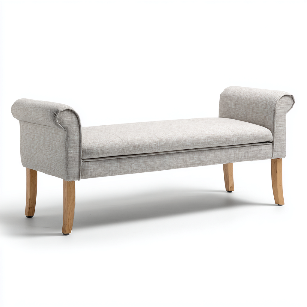 Panca per letto-tessuto-140x45x50 cm-beige-stile contemporaneo-Oakgethaus