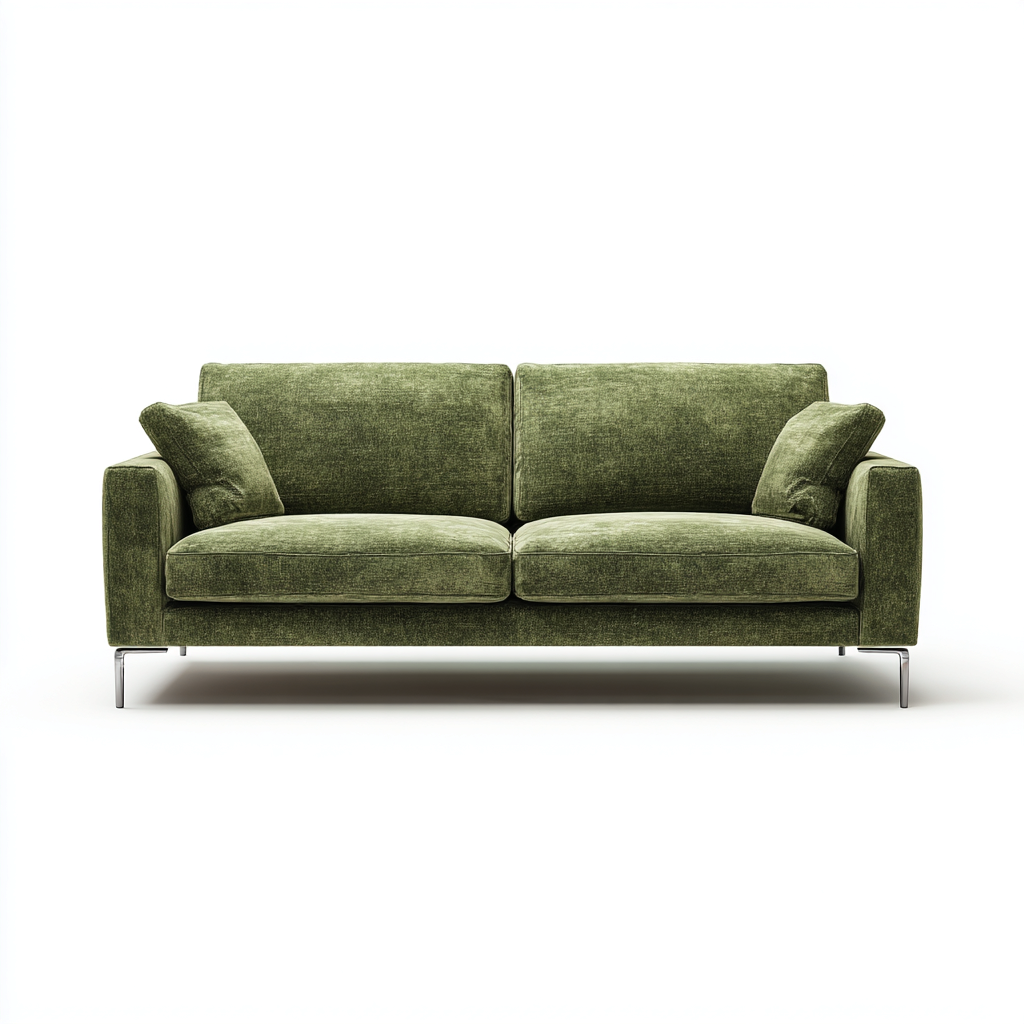 Divano lineare-tessuto-metallo-193x85x79 cm-verde oliva-stile moderno-Oakgethaus