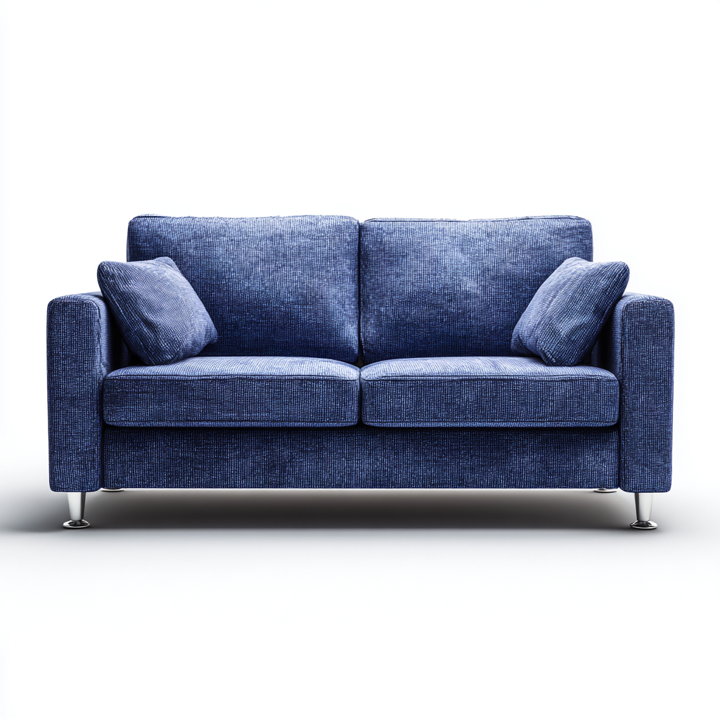 Divano lineare-tessuto-metallo-202x89x81 cm-blu indaco-stile moderno-Oakgethaus