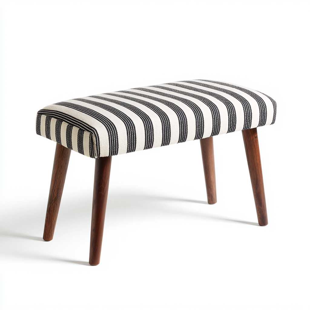 Panca per letto-tessuto-legno-120x40x45 cm-nero-bianco-design moderno-Oakgethaus