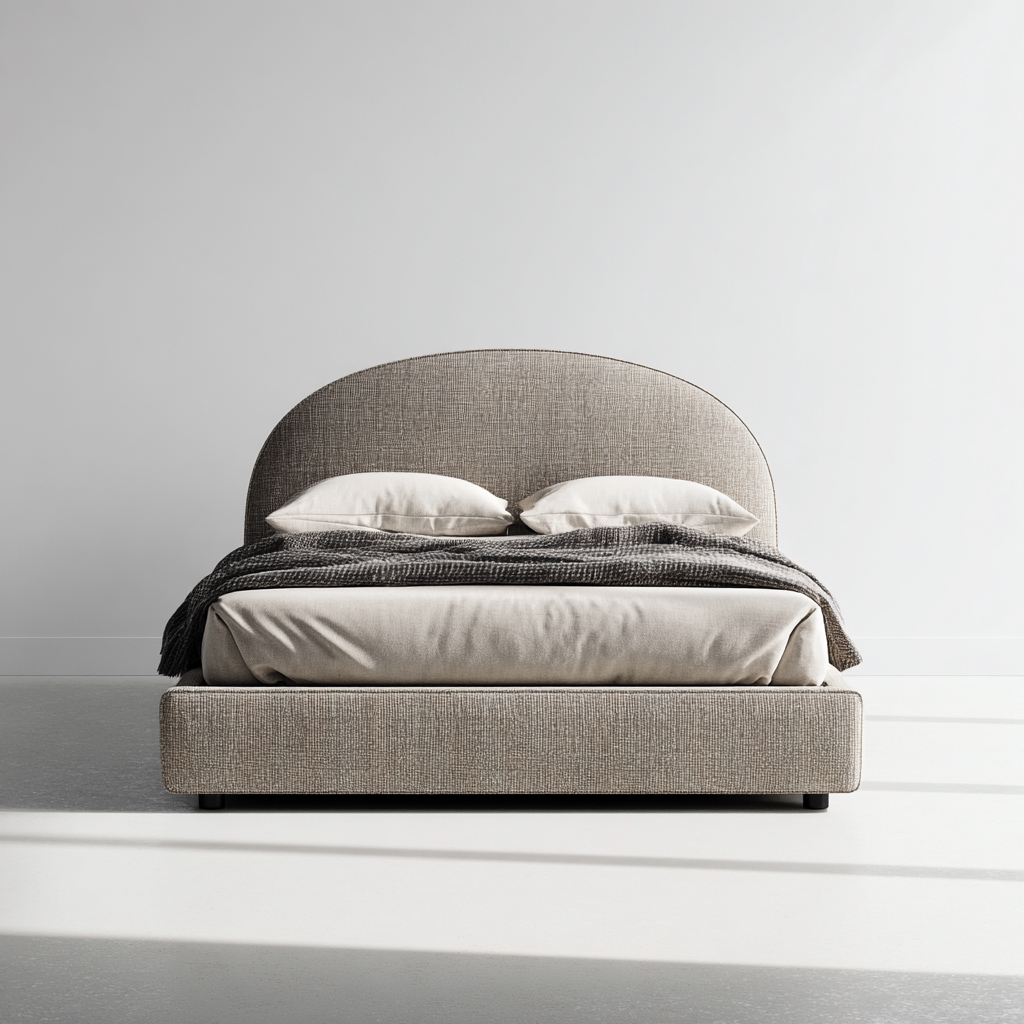 Letto matrimoniale-tessuto-209x174x113 cm-marrone chiaro-design moderno-Oakgethaus