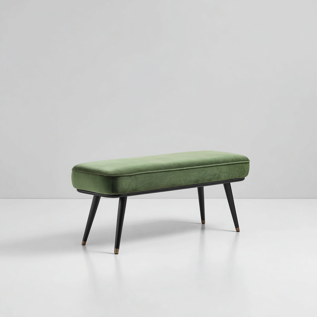 Panca per letto-tessuto-metallo-120x40x45 cm-verde-design moderno-Oakgethaus