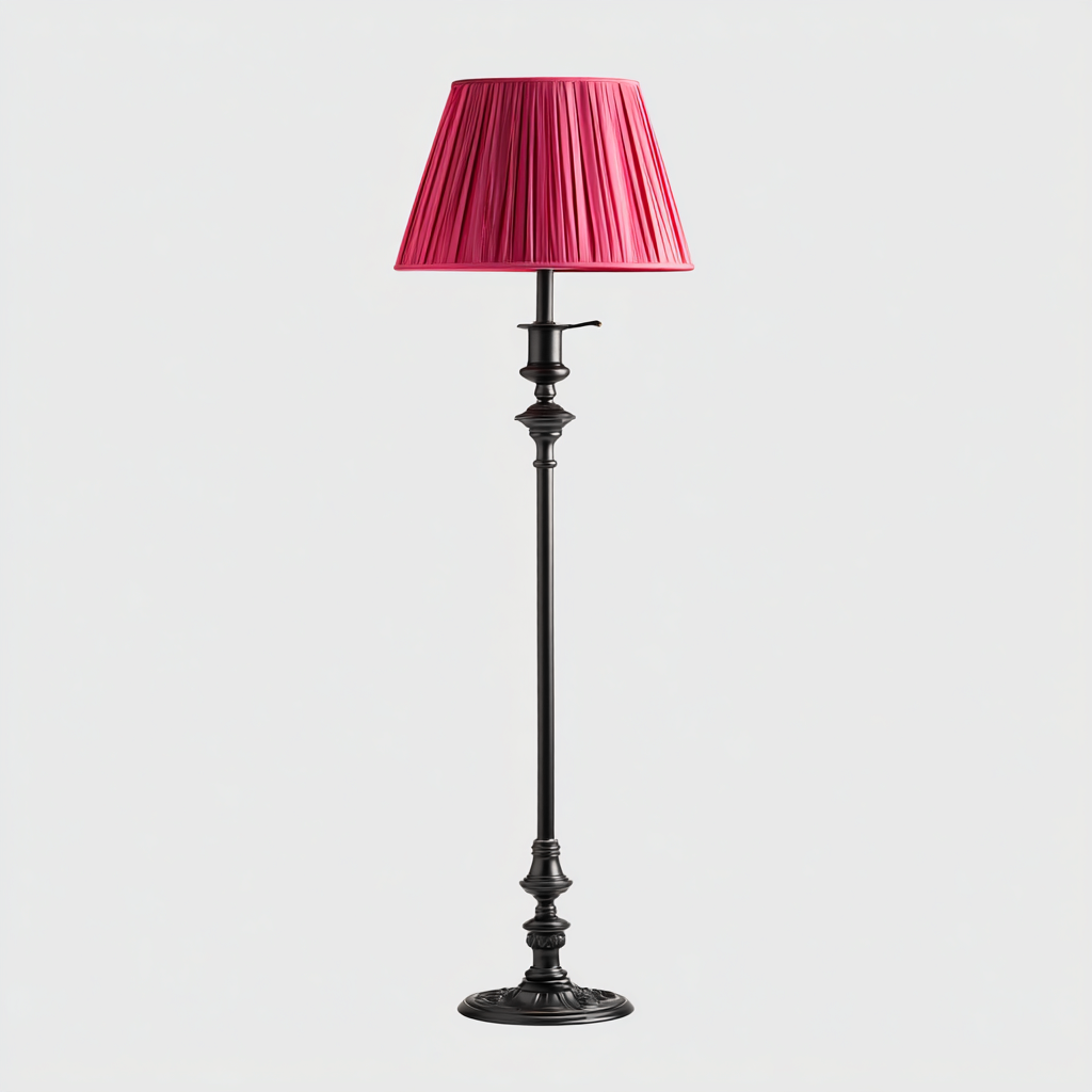 Lampada da terra - metallo-tessuto - 40x40x165 cm - nero-fucsia - stile classico-Oakgethaus