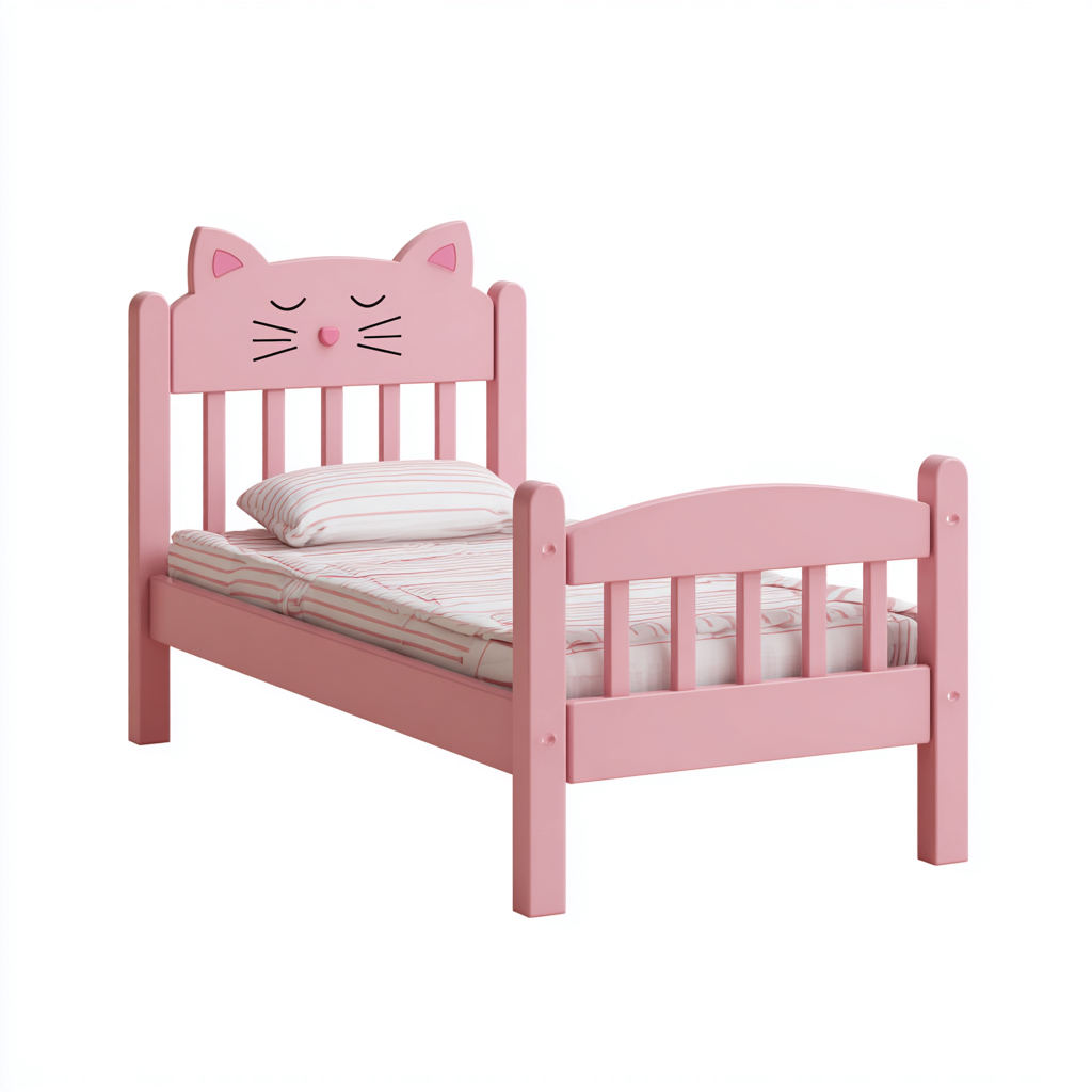 Letto per bambini-legno massello-MDF-140x80x85 cm-rosa-stile moderno-Oakgethaus