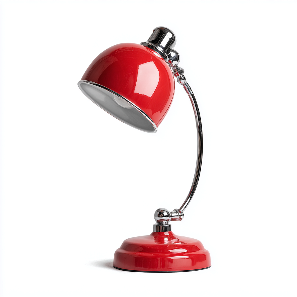 Lampada da tavolo - metallo - 26x18x42 cm - rosso-cromo - stile moderno-Oakgethaus