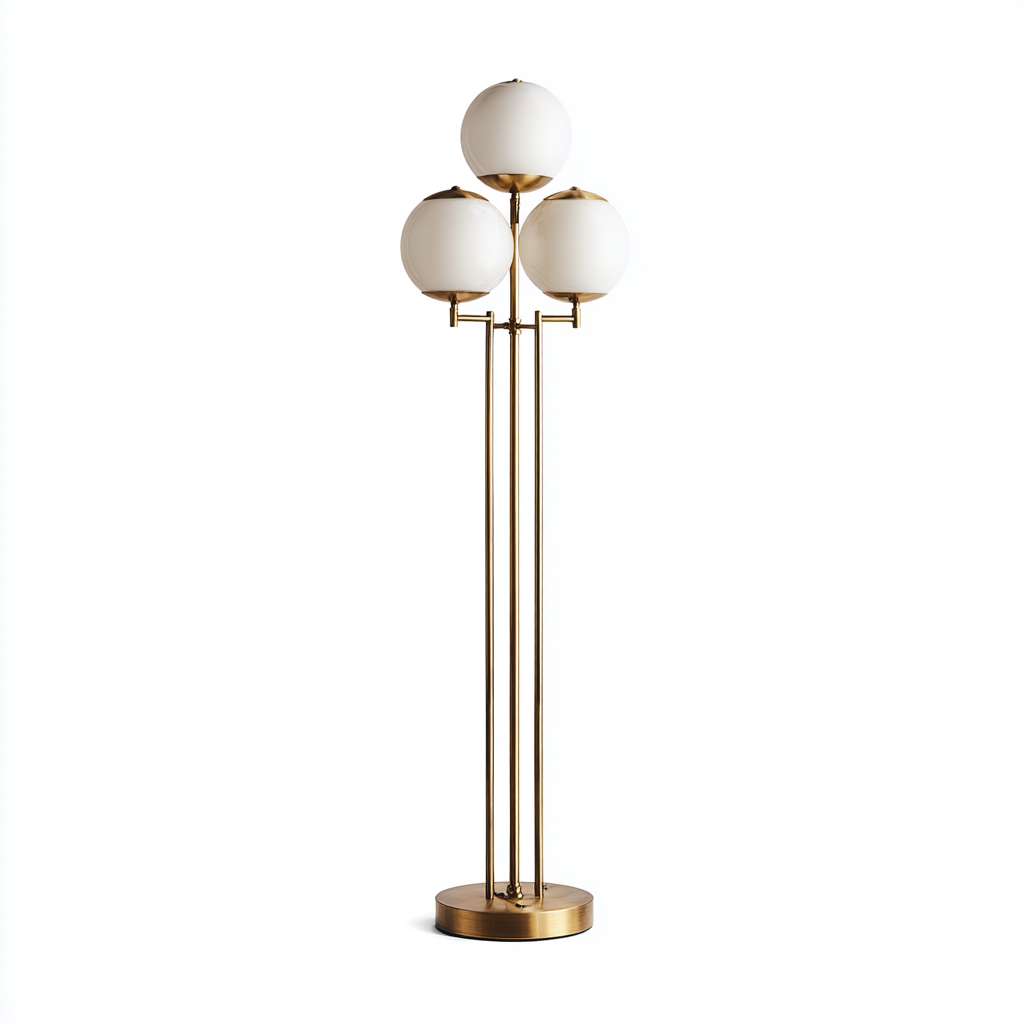 Lampada da terra - metallo-vetro - 35x35x170 cm - oro-bianco - stile moderno-Oakgethaus