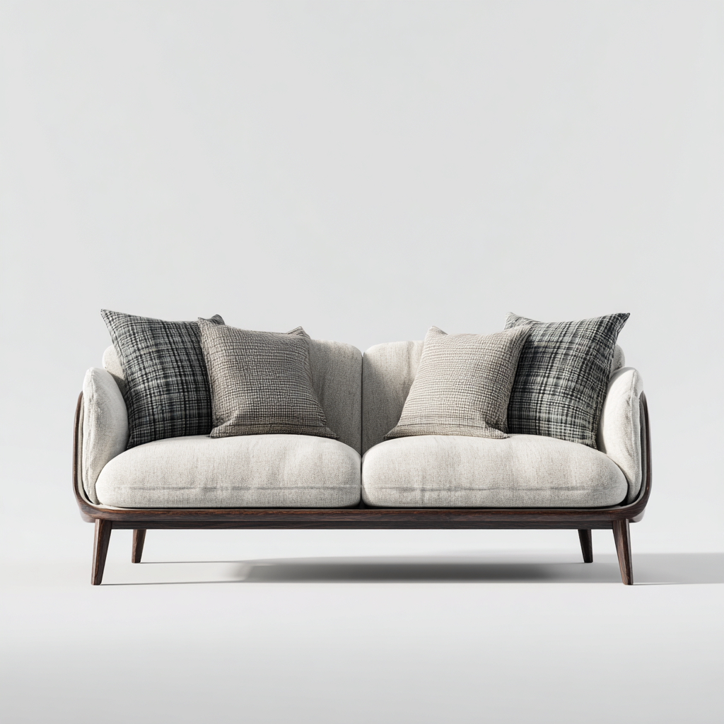 Divano lineare-tessuto-legno-196x86x79 cm-beige-stile moderno-Oakgethaus