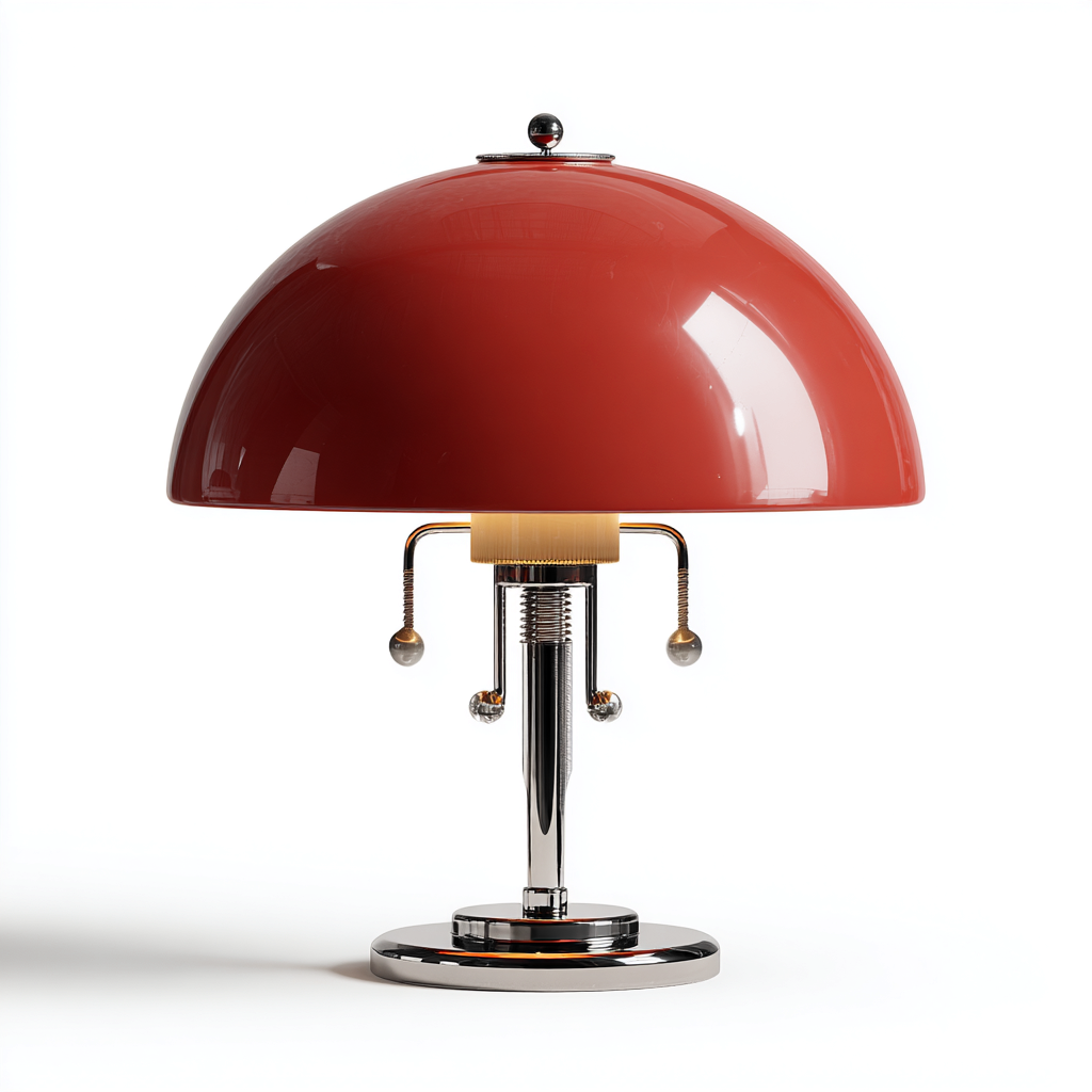 Lampada da tavolo - metallo-vetro - 34x34x48 cm - rosso-cromo-avorio - stile classico-Oakgethaus