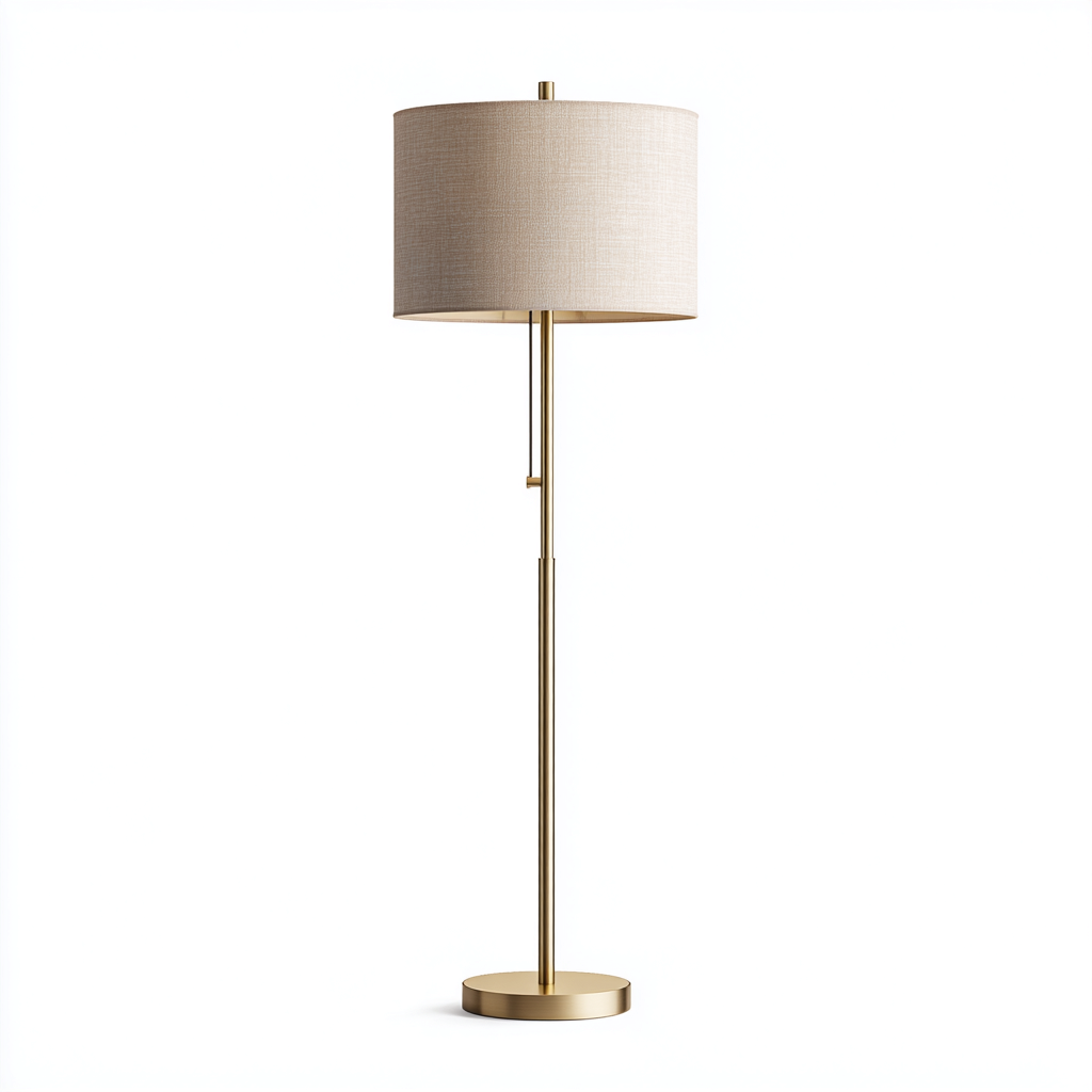 Lampada da terra - metallo-tessuto - 38x38x165 cm - oro-avorio - stile moderno-Oakgethaus