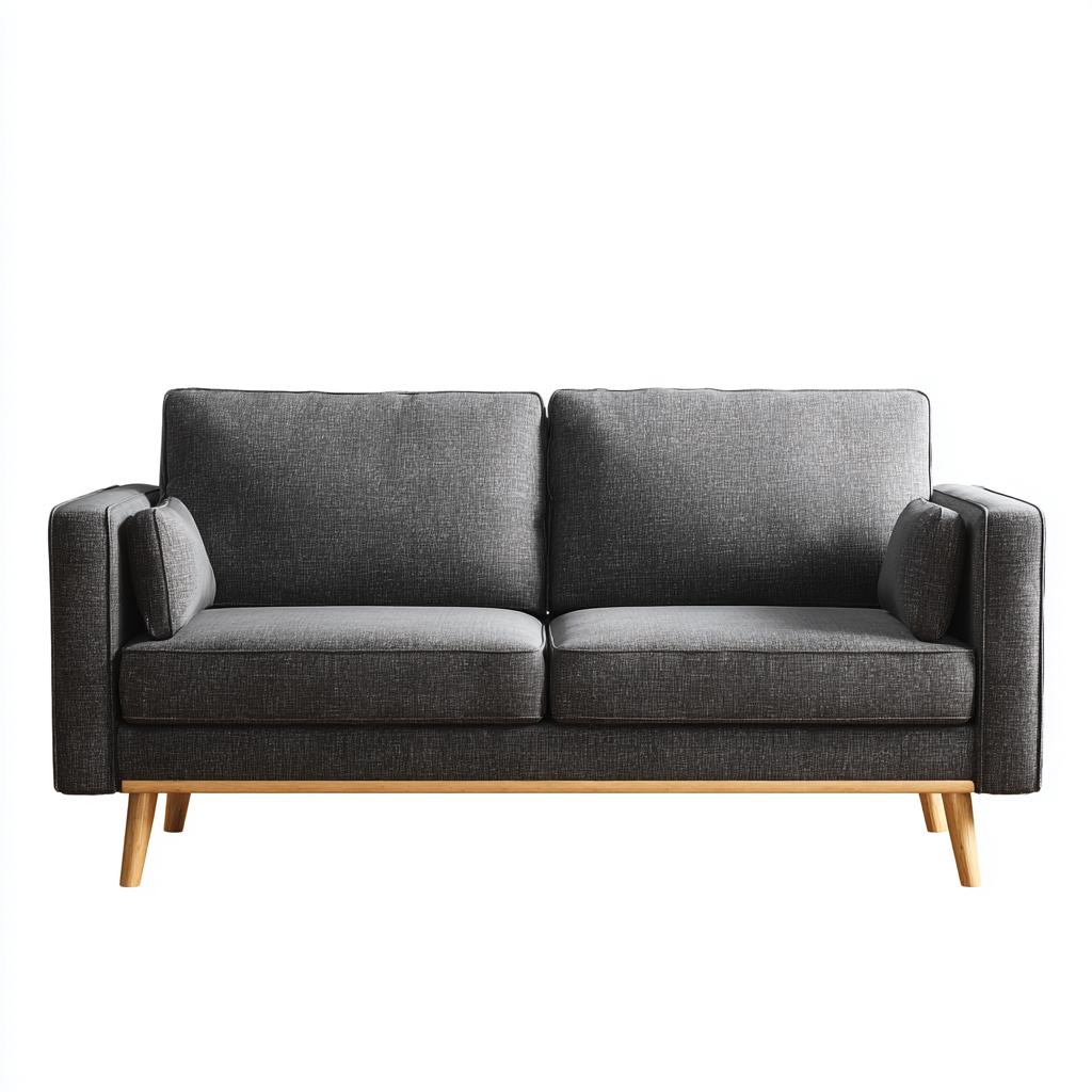 Divano lineare-tessuto-legno-200x88x81 cm-grigio scuro-stile moderno-Oakgethaus