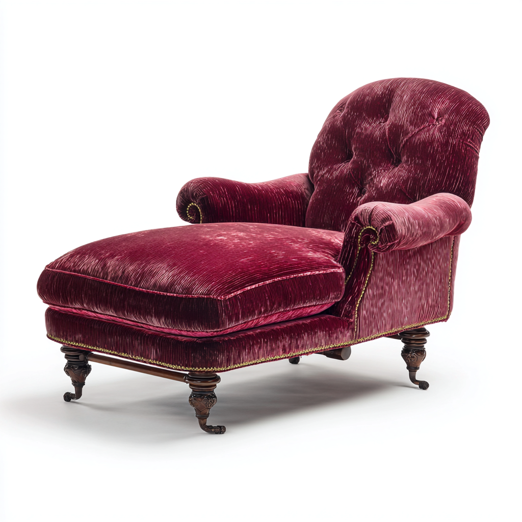 Chaise longue-Tessuto-Legno-166x75x82 cm-Bordeaux-Stile classico imbottito-Oakgethaus