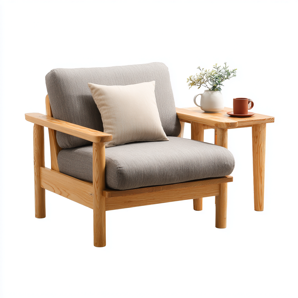 Poltrona-tessuto-legno-82x80x84 cm-grigio-stile nordico contemporaneo-Oakgethaus