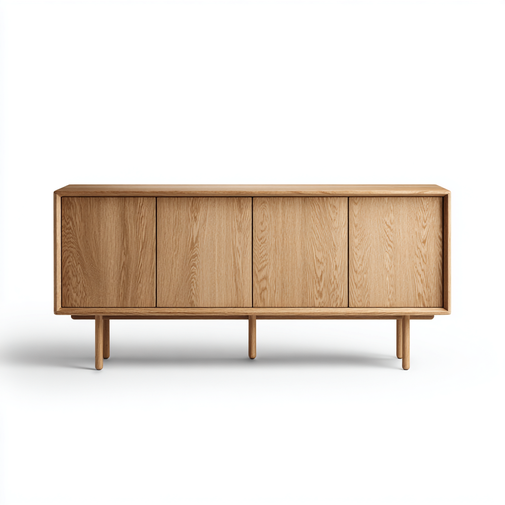 Mobile TV-legno massello-180x42x55 cm-rovere naturale-stile scandinavo-Oakgethaus