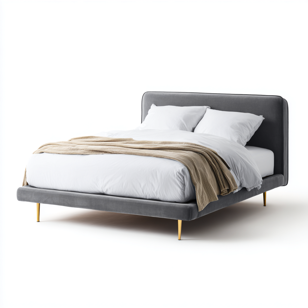 Letto matrimoniale-tessuto-velluto-210x172x108 cm-grigio-design moderno-Oakgethaus