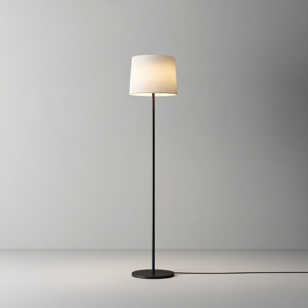 Lampada da terra - metallo-tessuto - 30x30x160 cm - nero-bianco - stile minimalista-Oakgethaus