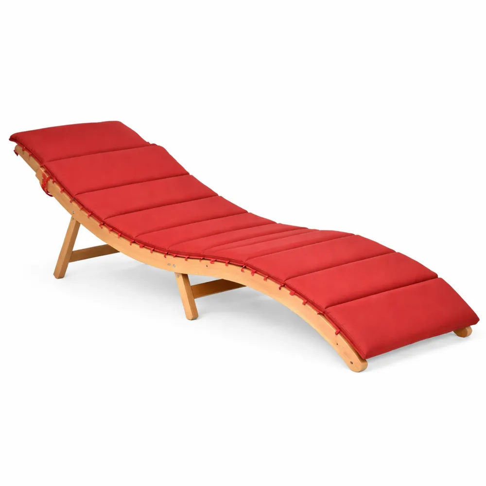 Chaise longue pliante en bois avec coussin pour jardin