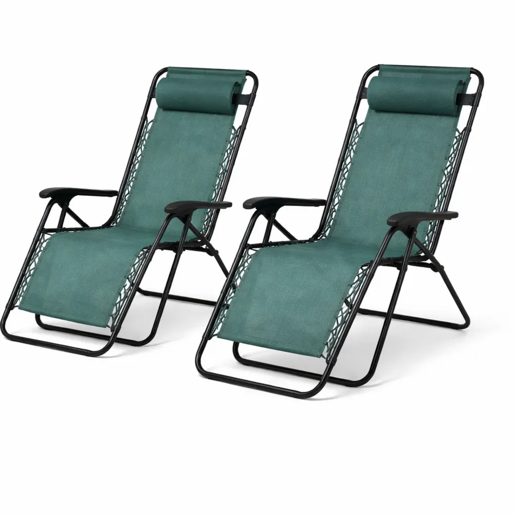 Chaise Longue Pliable de Jardin avec Repose-tête et Accoudoirs Réglables, Lot de 2