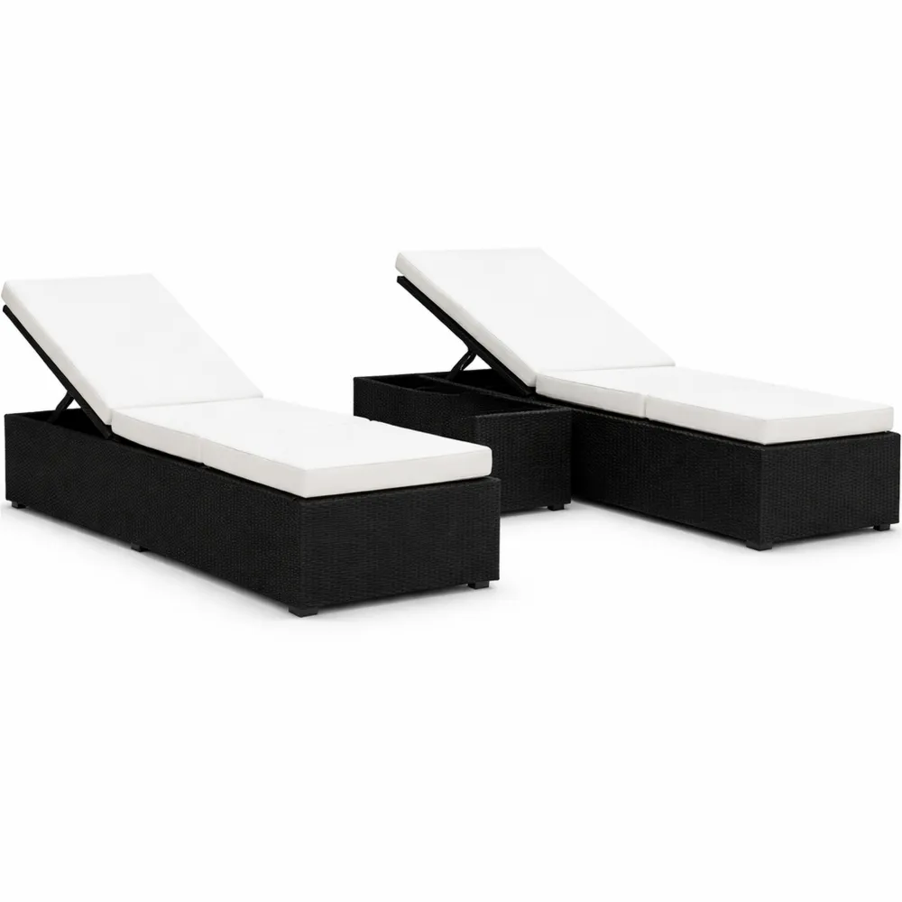 Ensemble de Mobilier de Jardin 3 Pièces avec Chaises Longues